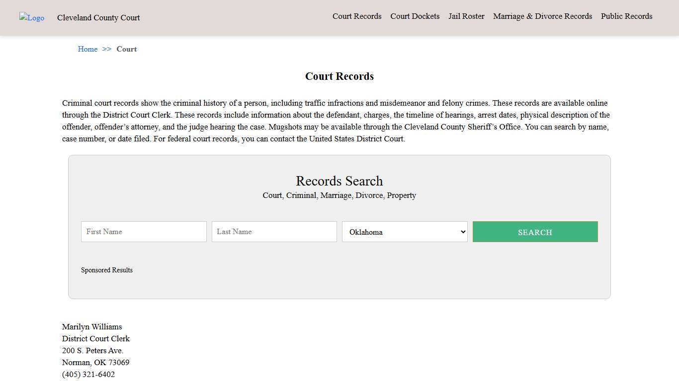 Court Records | Cleveland County Court